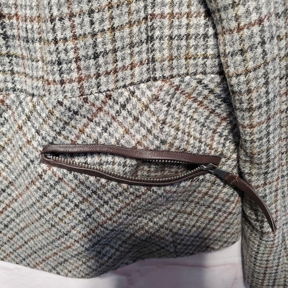 Talbots Jacket Womens 16 Gray Brown Plaid Wool Blend Heritage Riding Equestrian - Picture 7 of 15